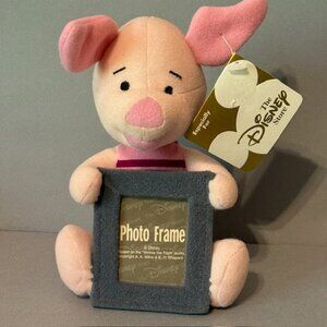 Vintage Disney Store Picture Frame 2X2 Winnie Pooh Piglet Plush Stuffed Animal
